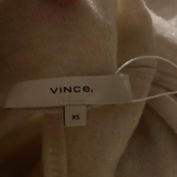 Vince Mock Neck Wool & Cashmere Heathered White Gray Sz XS - Picture 5 of 5